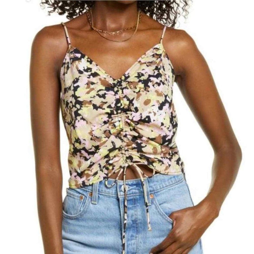 Vero Moda Chaddie Detail Singlet S Cami Tank Top Abstract Floral Print NWT B81